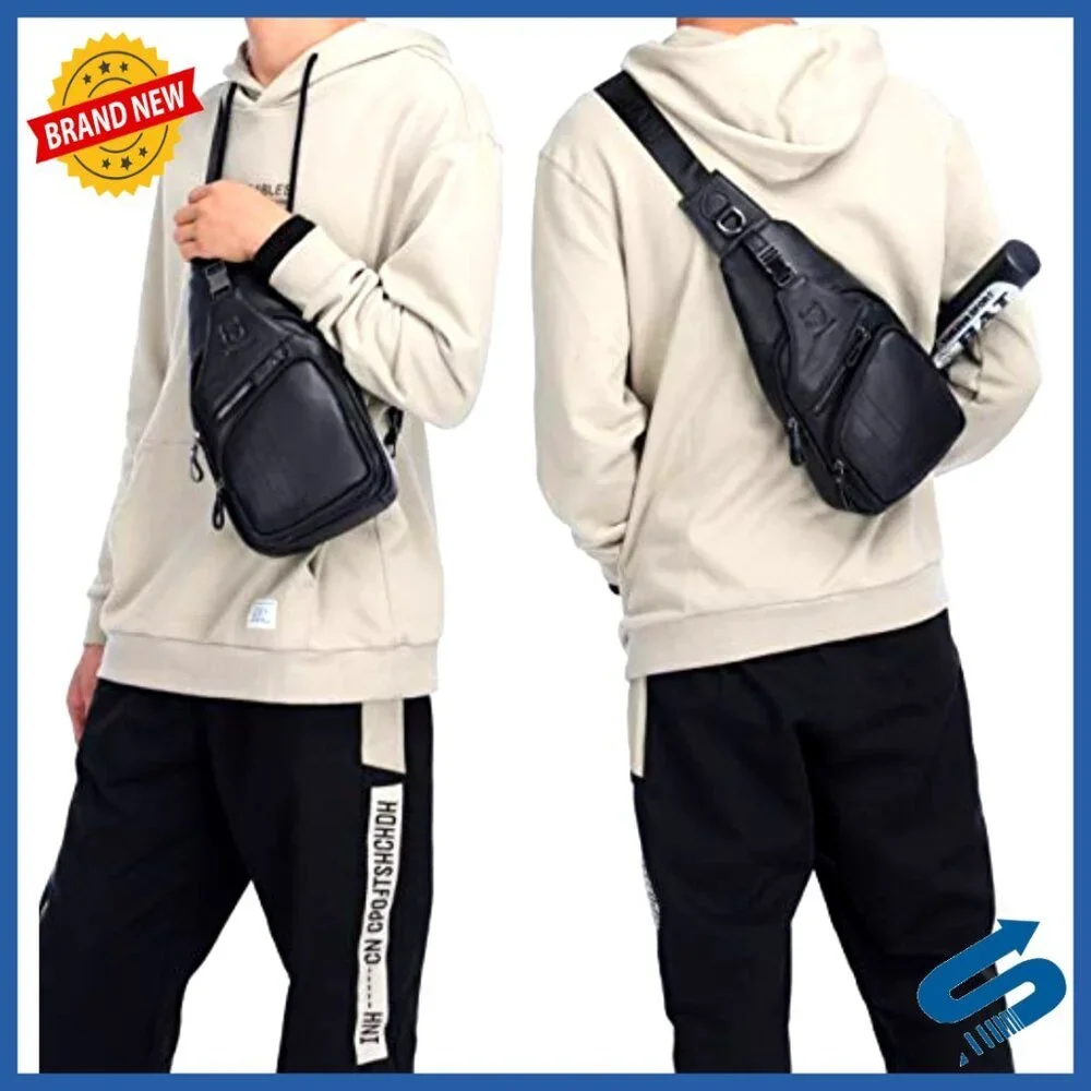 Genuine Leather Sling Bag Crossbody Shoulder Bag Travel Daypack